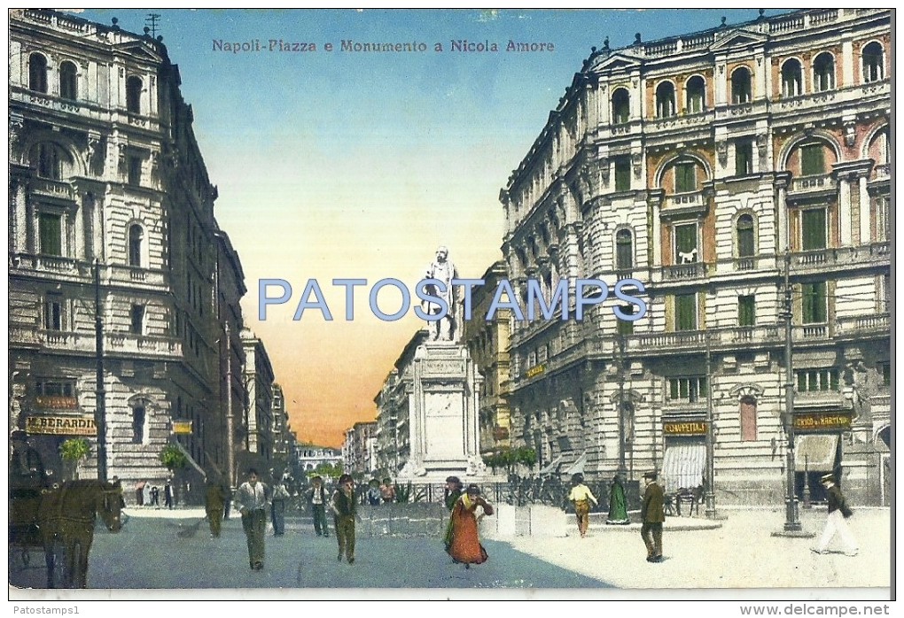 58380 ITALY NAPOLI CAMPANIA SQUARE AND MONUMENT NICOLA AMORE POSTAL POSTCARD - Altri & Non Classificati