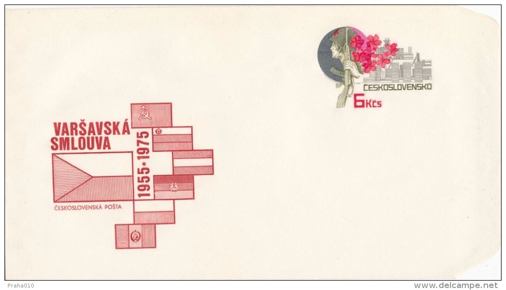 Czechoslovakia / Postal Stationery (1975) 20th Anniversary Of Warsaw Pact 1955-1975 (I7630) Painter: J. Lukavsky - Enveloppes