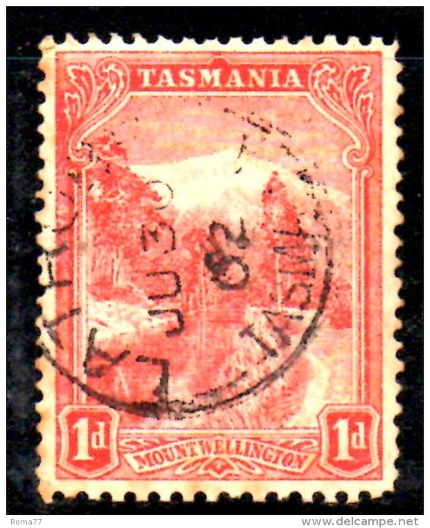 T733 - TASMANIA , 1 Pence Usato Con Filigrana   CAPOVOLTA - Oblitérés