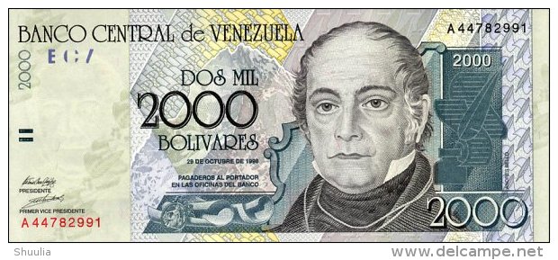 Venezuela 2000 Bolivares 1998 Pick 80 UNC - Venezuela