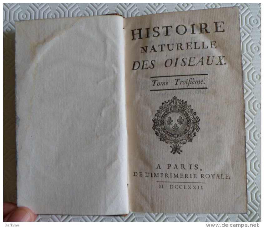 Buffon - Histoire Naturelle Oiseaux Tome III - Imprimerie Royale 1770 - 1701-1800