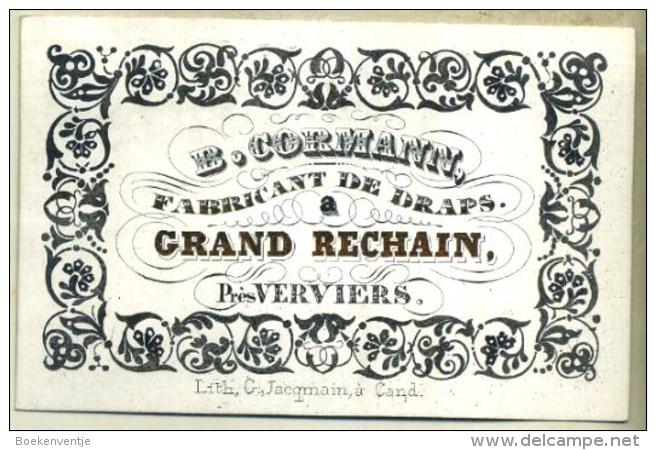 Porceleinkaart - Carte Porcelaine - 19ème Siècle - 19de Eeuw -  B. Cormann Fabricant De Draps Grand Rechain Verviers - Publicités