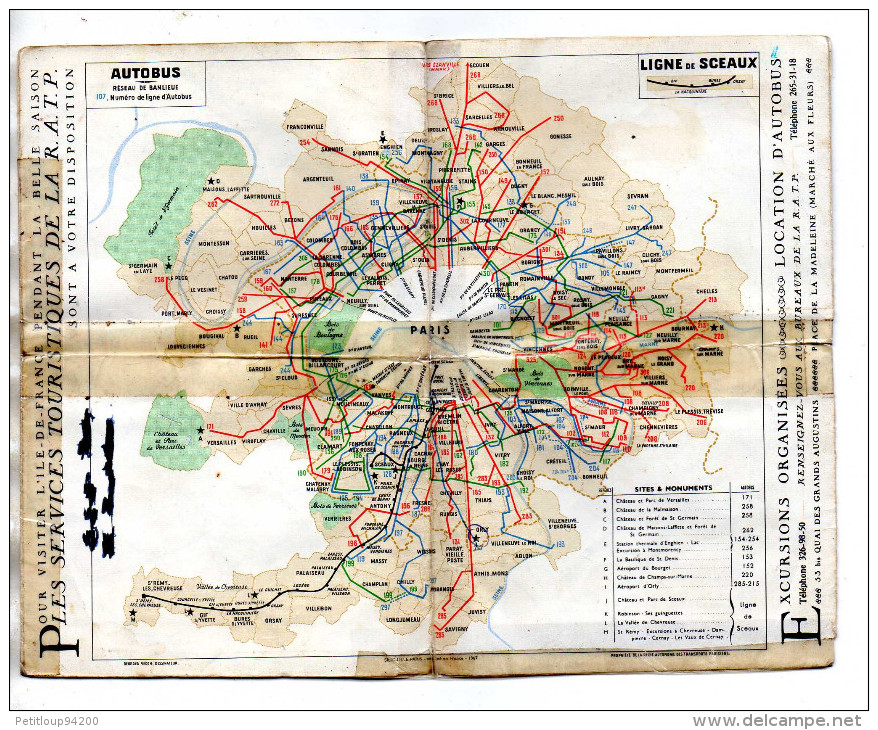 PLAN RESEAU RATP  PARIS ET SA BANLIEU   *Autobus *Métro - Europe