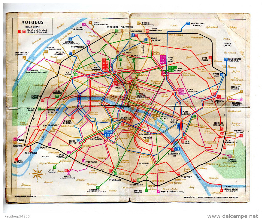 PLAN RESEAU RATP  PARIS ET SA BANLIEU   *Autobus *Métro - Europe