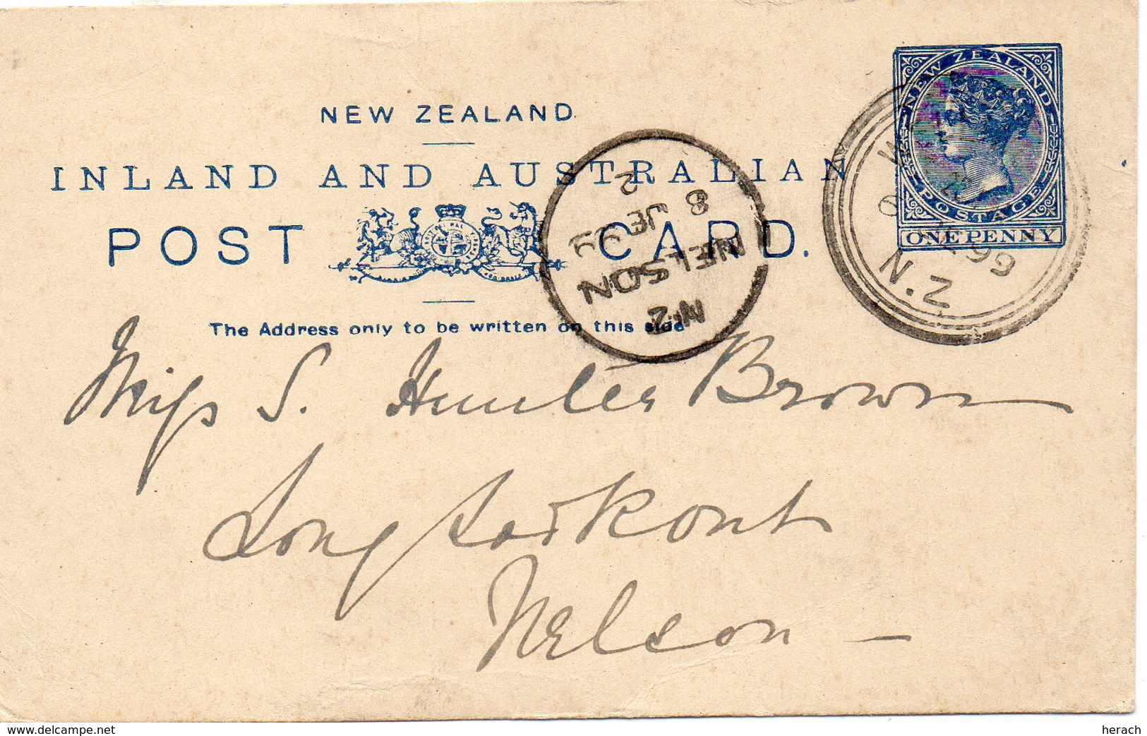 Nouvelle Zélande Entier Postal 1899 - Lettres & Documents