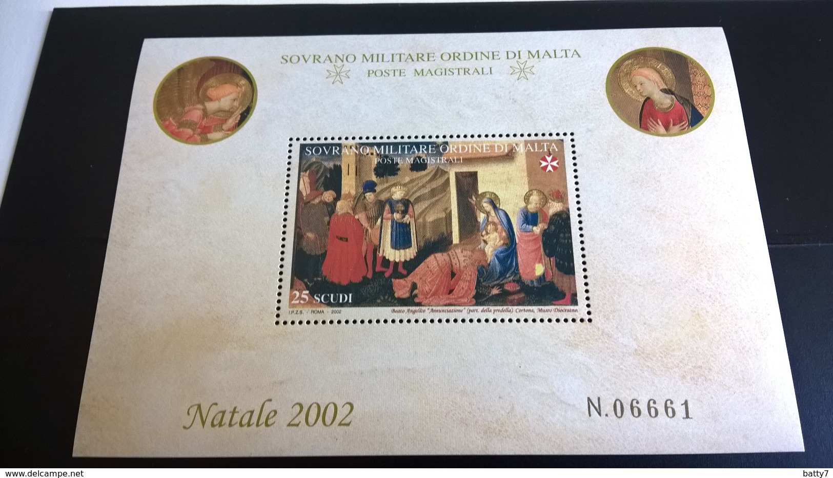 SMOM NATALE 2002 BEATO ANGELICO ANNUNCIAZIONE - BF INTEGRO - Sovrano Militare Ordine Di Malta