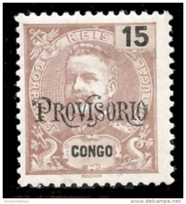 !										■■■■■ds■■ Congo 1902 AF#42 * Mouchon Ovptd "Provisorio" 15 Réis (x8919) - Congo Portuguesa