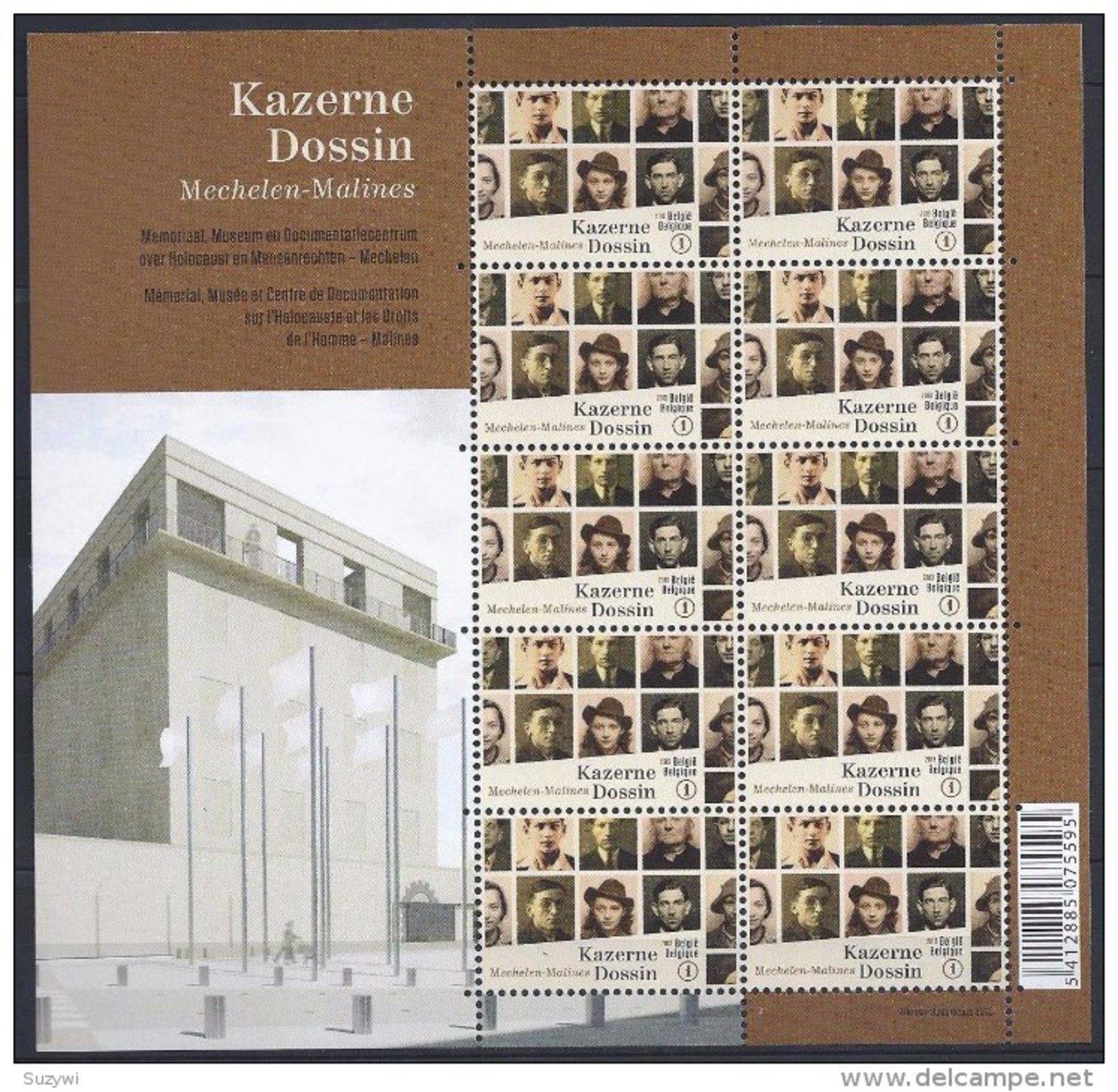 Belgium**World War 2 CONCENTRATION CAMPS & Resistance Museum –SHEET 10stamps-2013-MNH - Unused Stamps