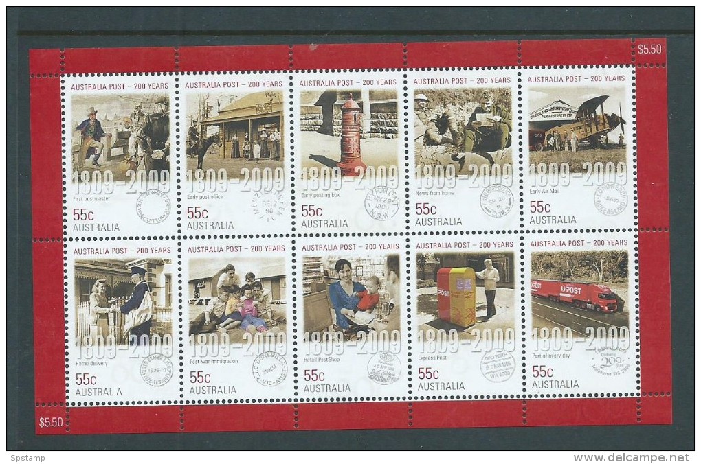 Australia 2009 Post Office Anniversary Both Sheetlets Of 10 Each With 2 Strips Of 5 MNH - Mint Stamps