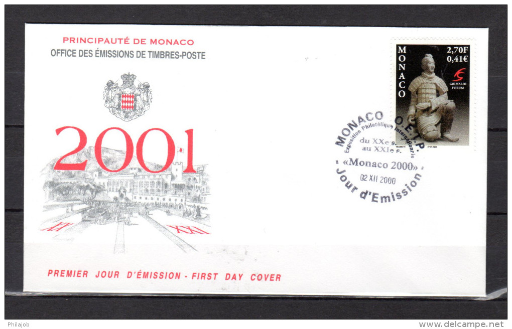 Enveloppe 1er Jour De 2000 2001 " GUERRIERS EN TERRE CUITE AU GRIMALDI FORUM " N° YT 2281. Parfait état. FDC - FDC