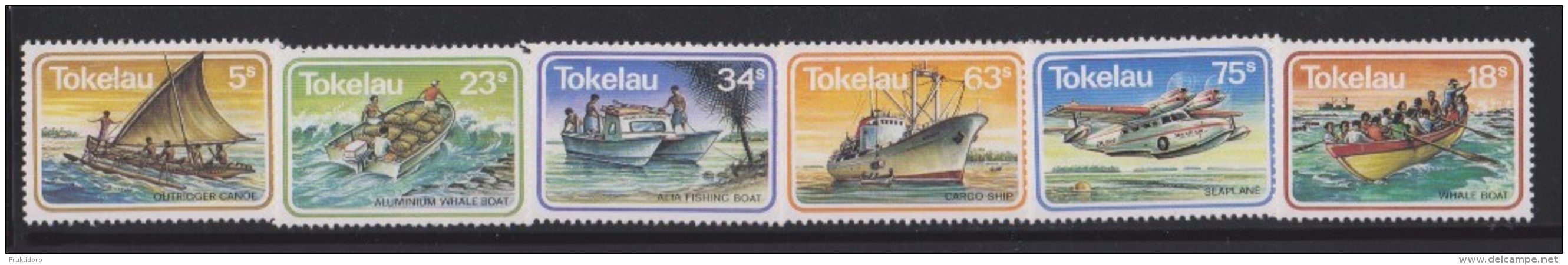 Tokelau Mi 84-89 Boats - Outrigger Canoe - Whale Boat - Aluminium Whale Boat - Alia Fishing Boat - Cargo Ship 1983 ** - Tokelau