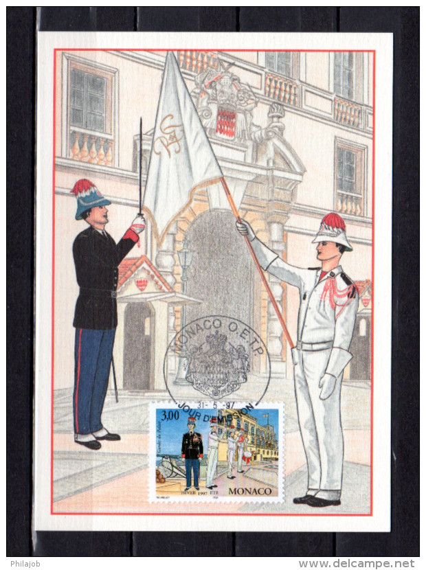 MONACO 1997 : Carte Maximum " COMPAGNIE DES CARABINIERS DE S.A.S. LE PRINCE RAINIER III " N° YT 2108. Parfait état. CM - Militaria