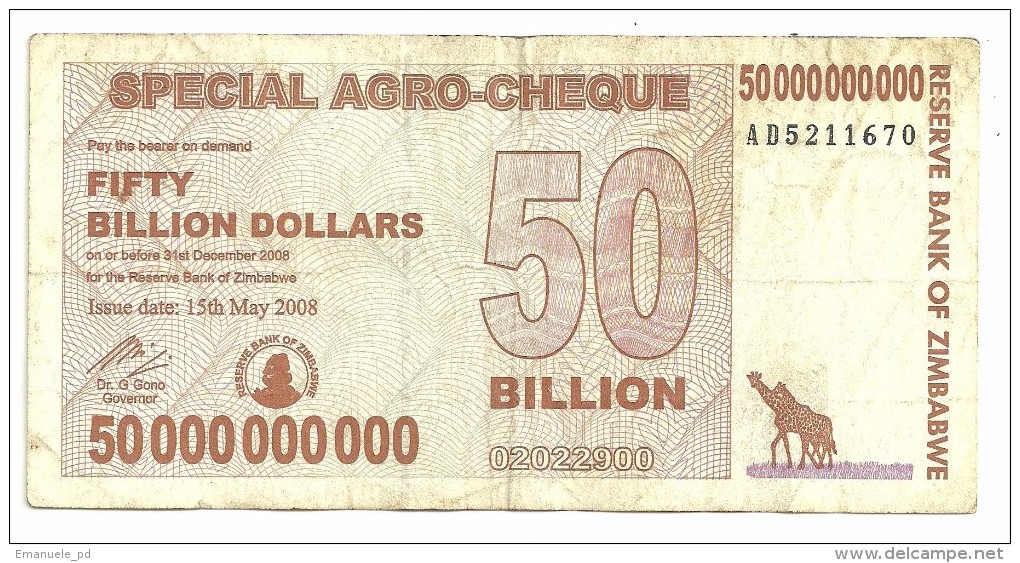 Zimbabwe 50 000 000 000 Dollars 2008 - Zimbabwe