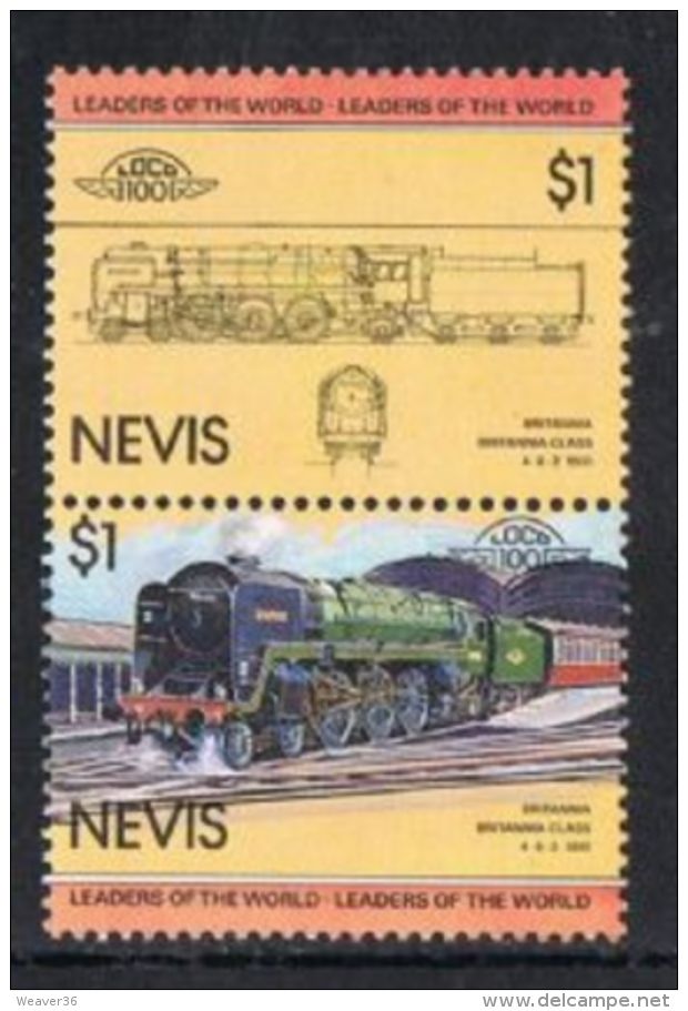 Nevis SG144a 1983 Railway Locomotives $1 Pair Unmounted Mint - St.Kitts And Nevis ( 1983-...)