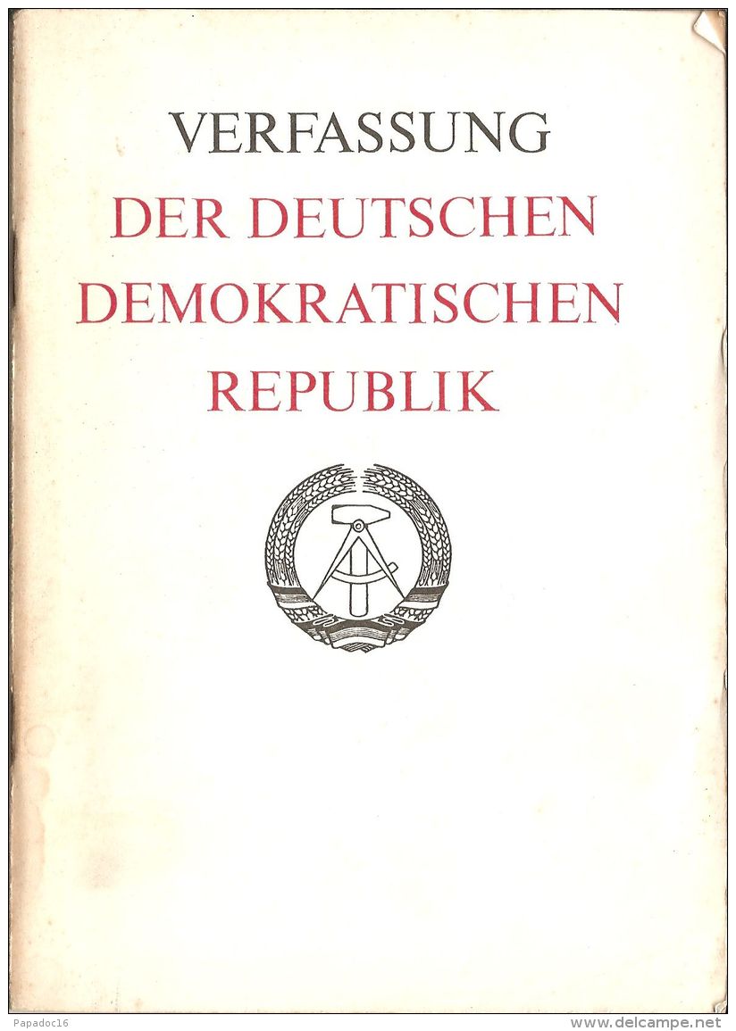 Verfassung Der Deutschen Demokratischen Republik Vom 6. April 1968 - [RDA / GDR / Constitution] - Política Contemporánea