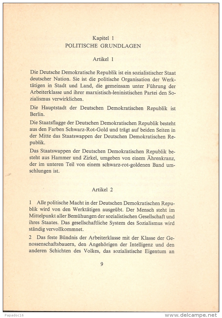 Verfassung Der Deutschen Demokratischen Republik Vom 6. April 1968 - [RDA / GDR / Constitution] - Política Contemporánea