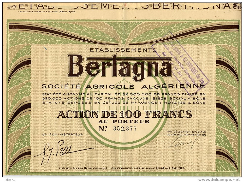 ETABLISSEMENTS BERTAGNA Societe Agricole Algerienne - Afrique