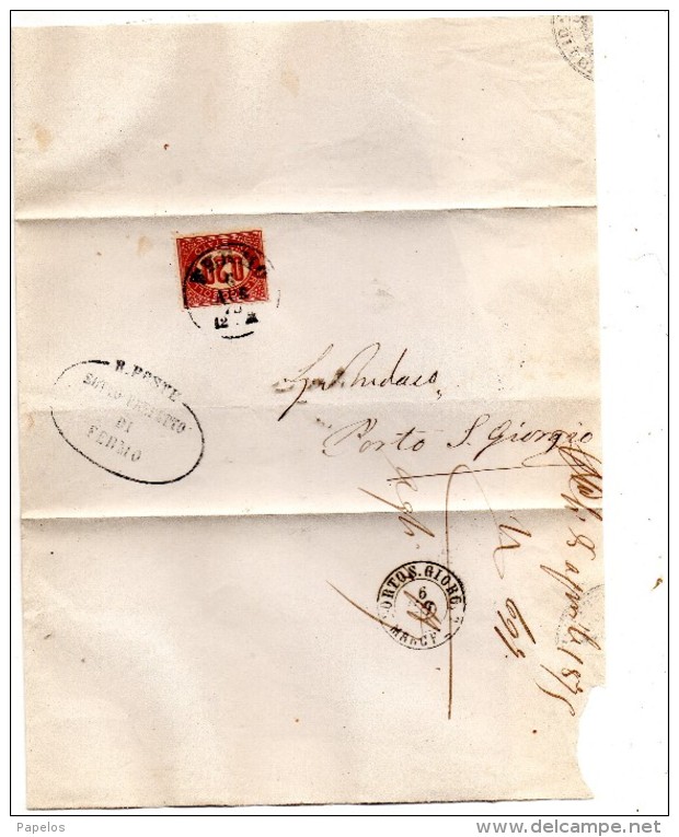 1875 LETTERA CON ANNULLO FERMO - Servizi