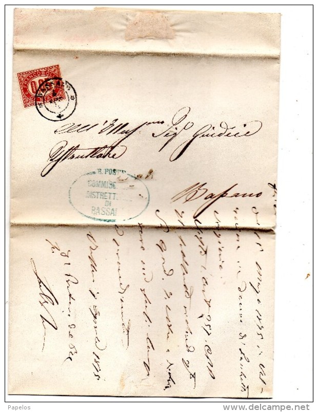 1875  LETTERA CON ANNULLO BASSANO VICENZA - Servizi