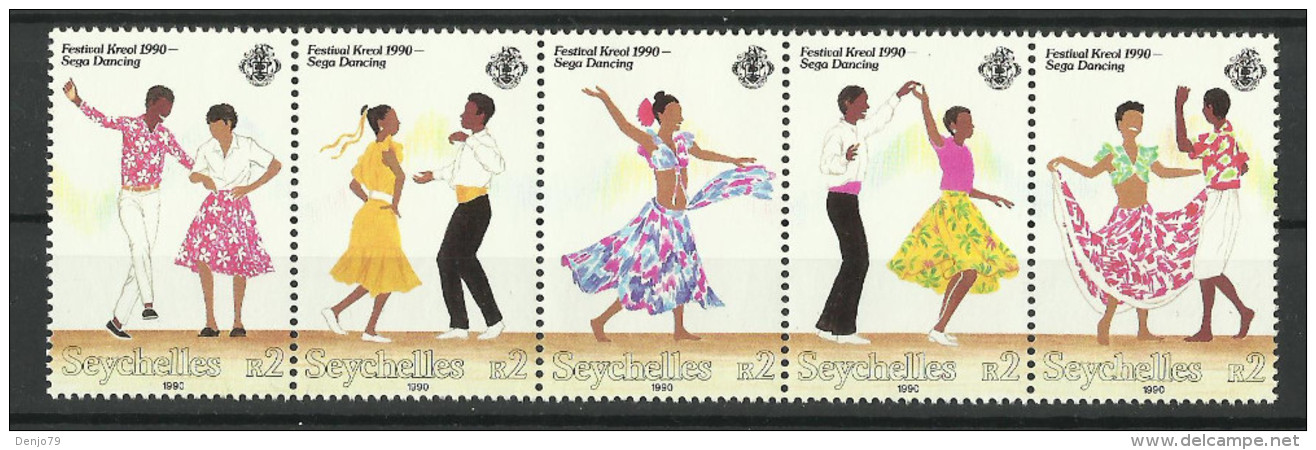 SEYCHELLES 1990 FESTIVAL KREOL,SEGA DANCING STRIP MNH - Seychelles (1976-...)