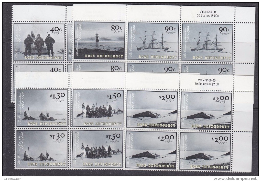 Ross Dependency 2002 The Discovery Expedition 6v  Bl Of 4 (corners)** Mnh (32564A) - Nuevos