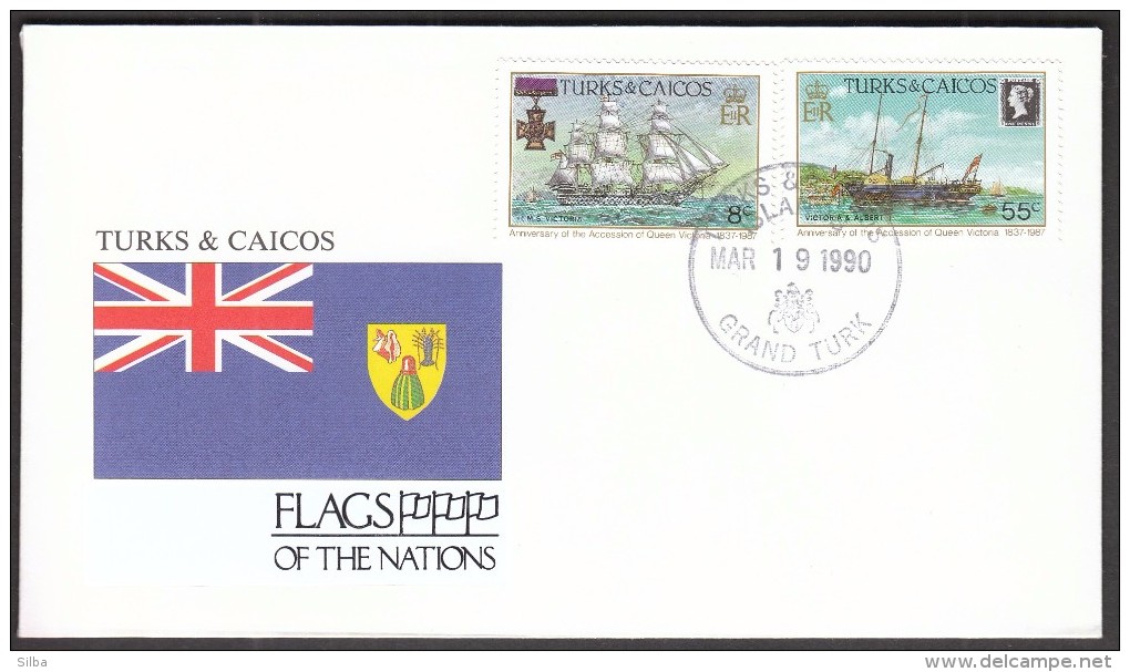 Turks & Caicos Grand Turk 1990 / Flags / Ships - Briefe