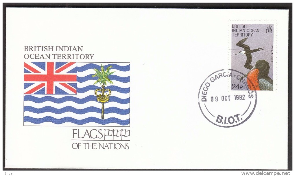 British Indian Ocean Territory Diego Garcia Chagos 1992 / Flags / Greater Frigate Birds - Buste