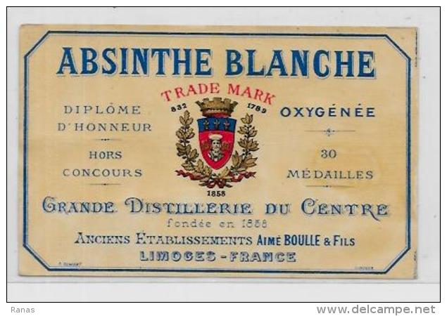 étiquette Absinthe Alcool Distillerie Limoges Aimé Boulle 11 X 7 - Publicités