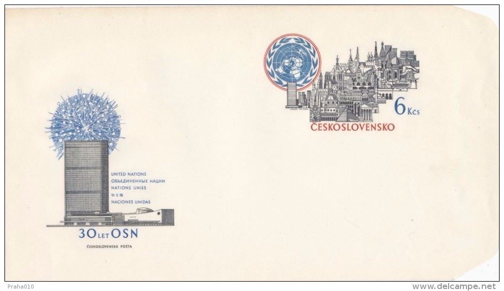 Czechoslovakia / Postal Stationery (1975) 30 Years Of United Nations 1945-1975 (I7631) Painter: J. Lukavsky - Omslagen