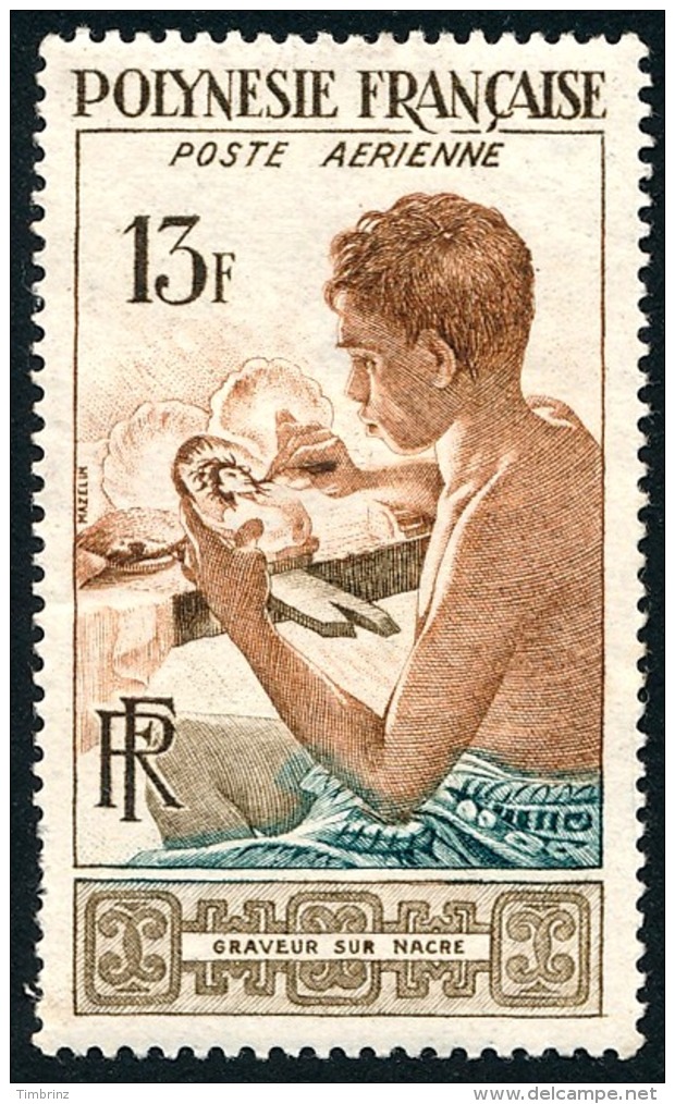 POLYNESIE 1958 - Yv. PA 1 *   Cote= 12,00 EUR - Graveur Sur Nacre ..Réf.POL23114 - Ungebraucht