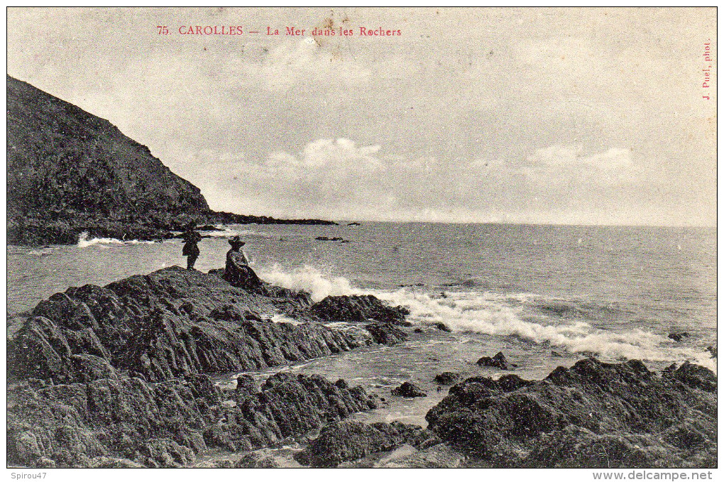 CPA CAROLLES - LA MER DANS LES ROCHERS - Autres & Non Classés