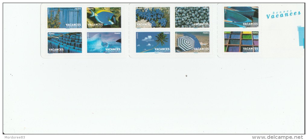 FRANCE CARNET 10 TIMBRES ADHESIF VACANCES 2007 BC 118 BC118 BC4037 BC 4037 NEUF NON PLIE                        TDA144 - Commémoratifs