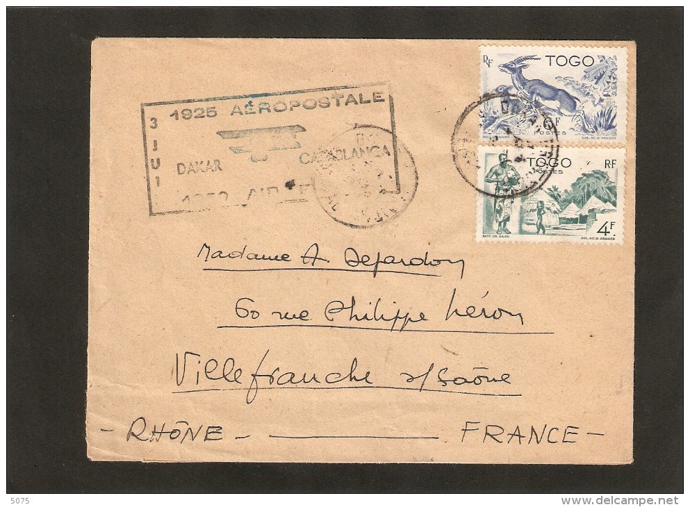 AEROPOSTALE  Vol Dakar-Casablanca Air France - Lettres & Documents