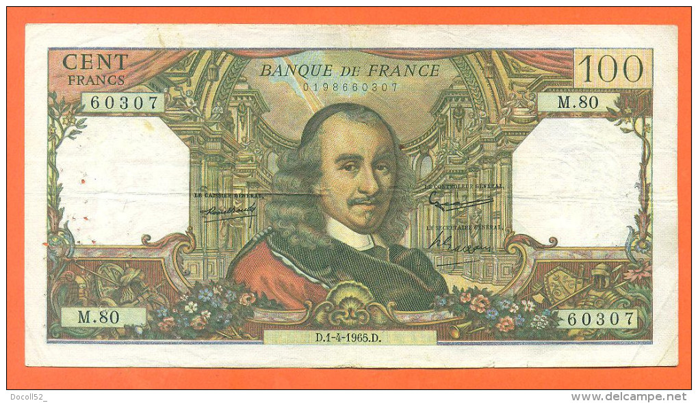 Billet De 100 Françs Corneille Du 01/04/1965 - Premières Dates - 100 F 1964-1979 ''Corneille''