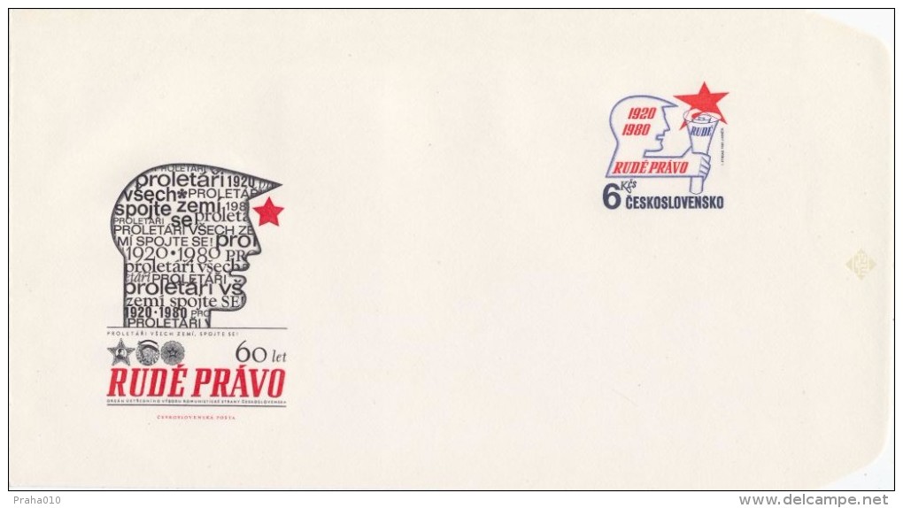 Czechoslovakia / Postal Stationery (1980) Newspapers "The Red Right"; Proletarians Of ... (I7646); Painter: I. Strnad - Omslagen