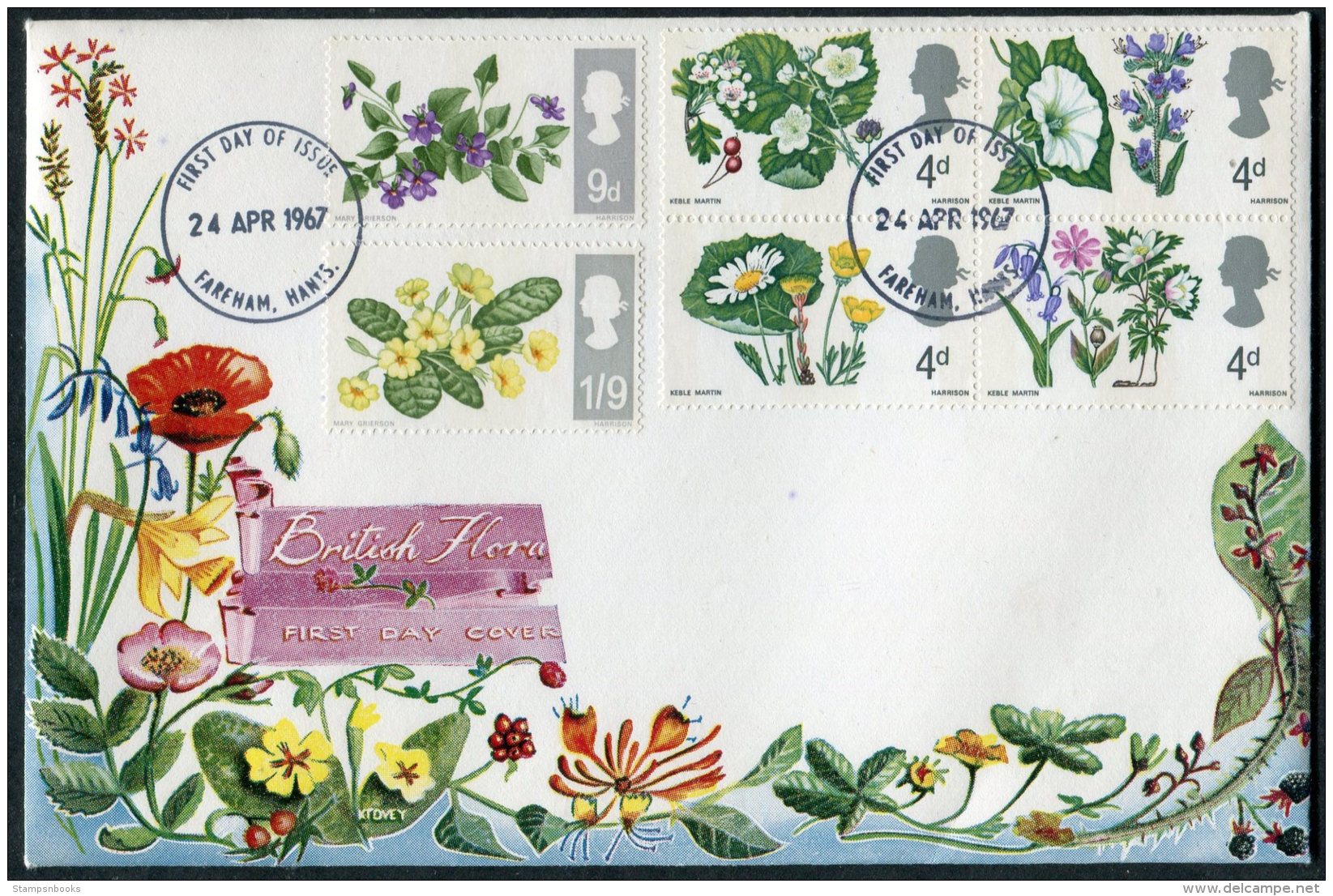 1967 GB Flowers (phos) Fareham First Day Cover - 1952-1971 Pre-Decimal Issues