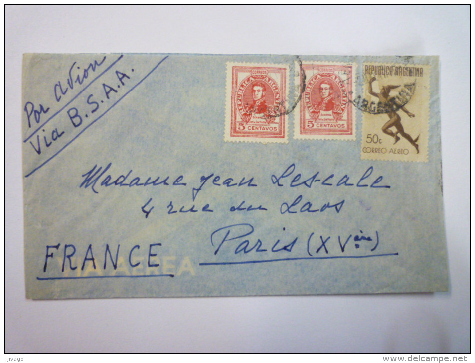 LETTRE  Au Départ D'ARGENTINE  à Destination De  PARIS  Vers 1947    - Covers & Documents
