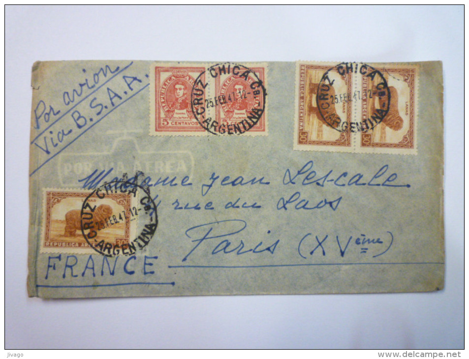 LETTRE  Au Départ De  CRUZ CHICA  à Destination De  PARIS  1947    - Lettres & Documents