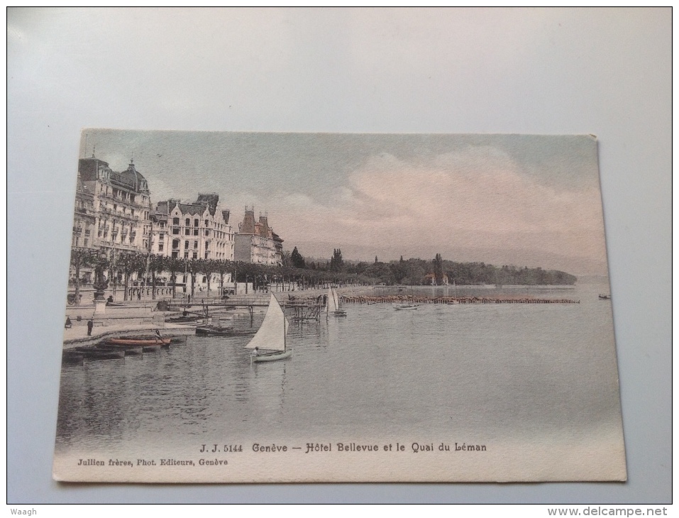 5144 - GENEVE Hotel Bellevue Et Le Quai Du Leman - 1908 Timbrée - Bellevue