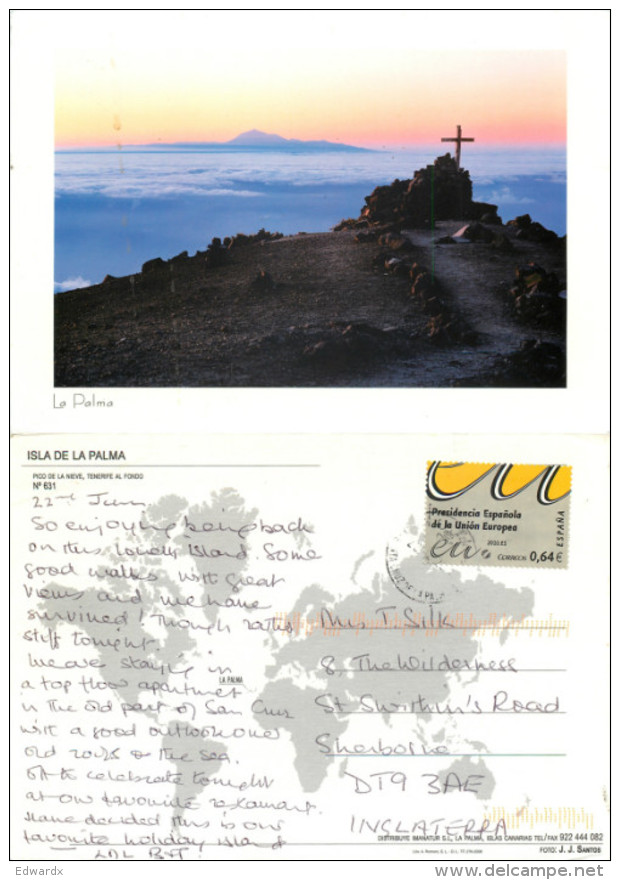 Pico De La Nieve, La Palma, Spain Postcard Posted 2010 Stamp - La Palma