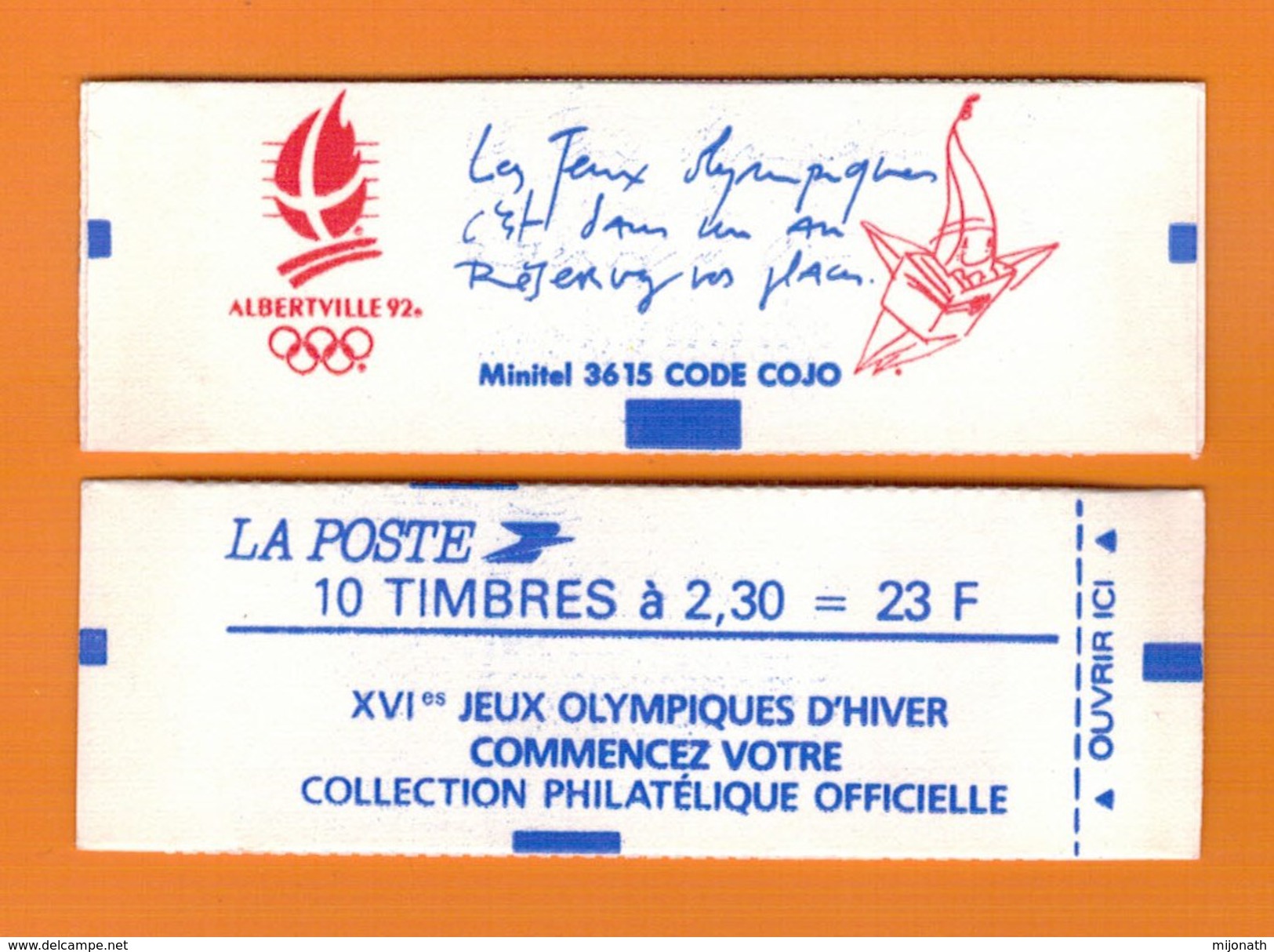 Ph-France-Carnet (Fermé) 2614-C10a Type Marianne De Briat à 2,30 F Jeux Olympiques D'Hiver (sans N° De Confectionneuse ) - Carnets