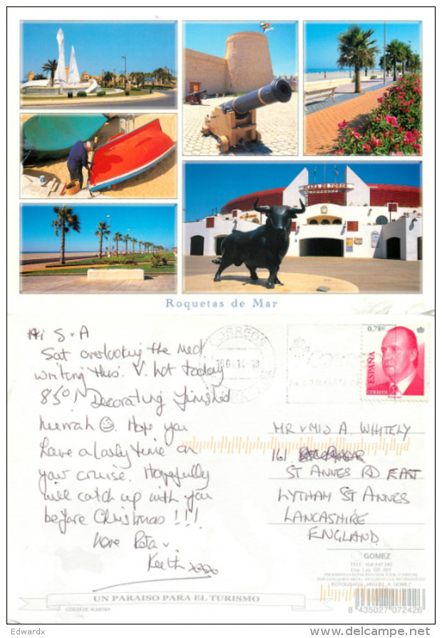 Roquetas De Mar, Spain Postcard Posted 2014 Stamp - Almería