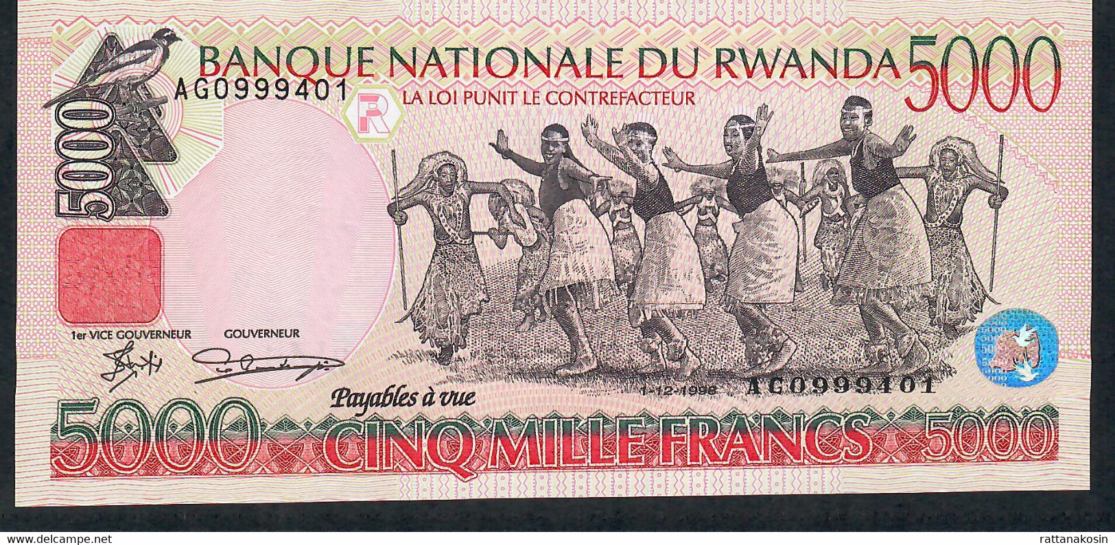 RWANDA P28  5000 FRANCS  1.12.1998     UNC. - Rwanda