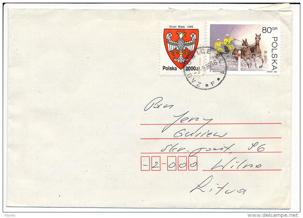 Mix Franking Cover - 3 September 1996 To Lithuania - Horses Equestrianism - Briefe U. Dokumente