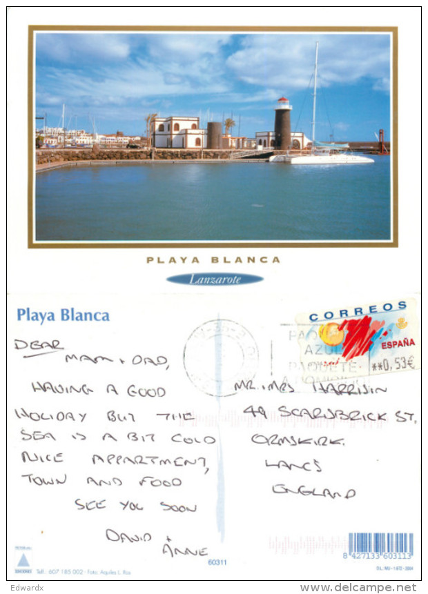 Playa Blanca, Lanzarote, Spain Postcard Posted 2005 ATM Meter - Lanzarote