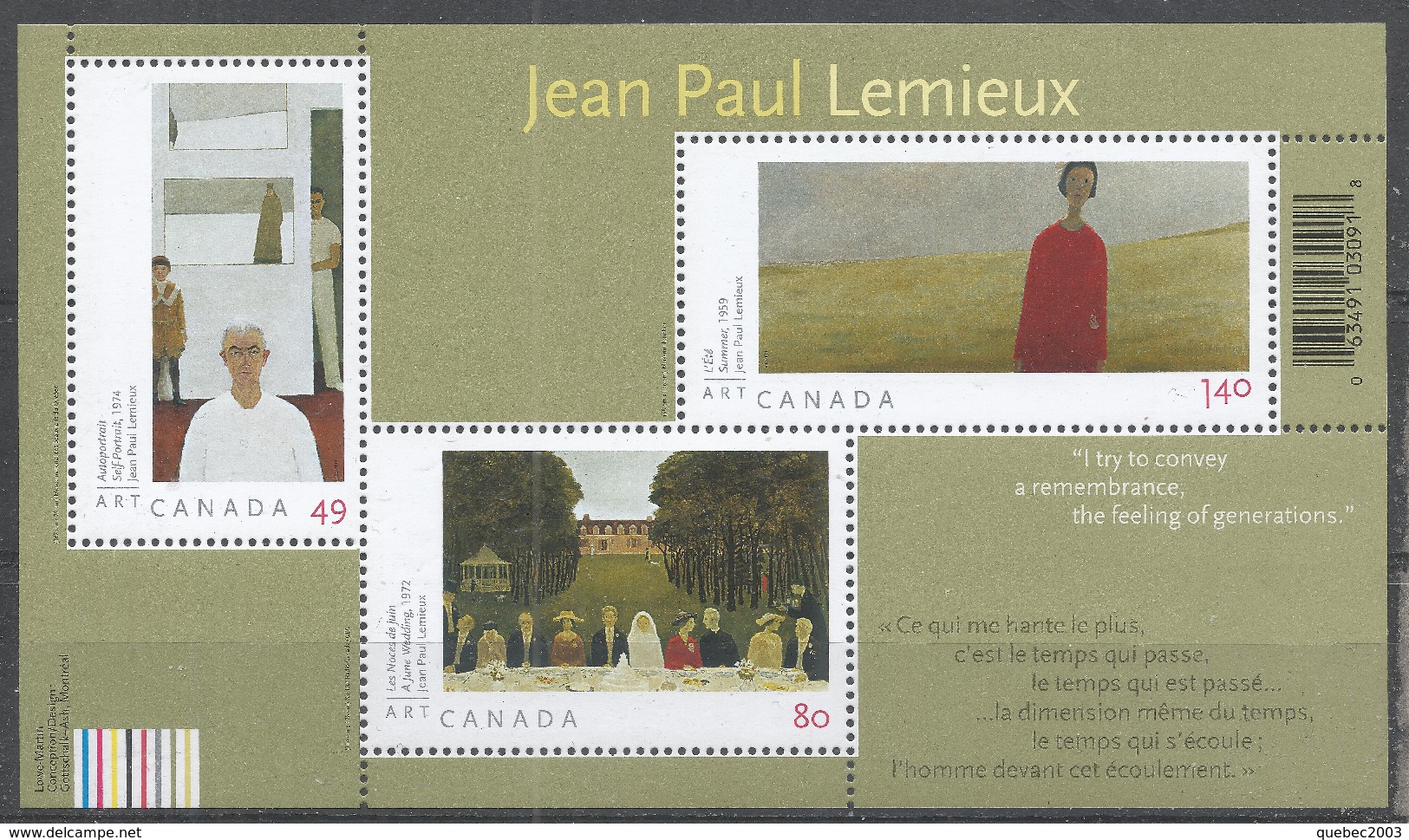 Canada 2004. Scott #2068 (MNH) Paintings By Jean-Paul Lemieux - Neufs