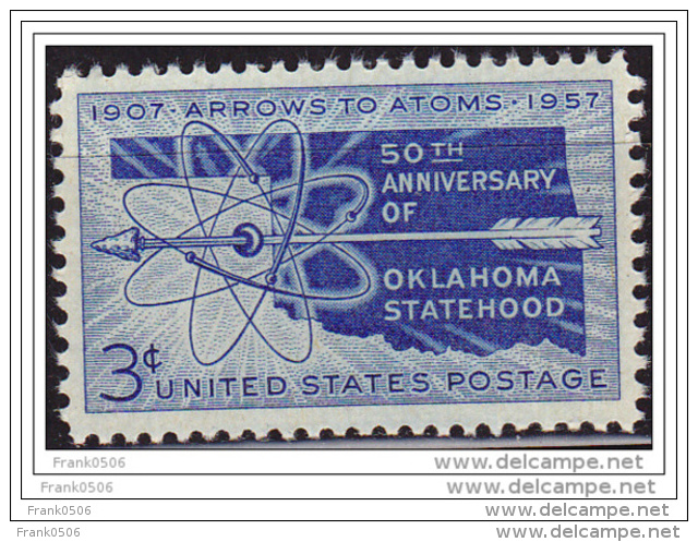 USA 1957, Oklahoma Statehood, 50th Anniv, MNH - Unused Stamps