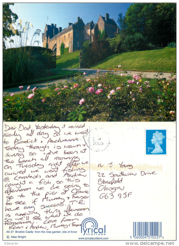 Brodick Castle, Isle Of Arran, Scotland Postcard Posted 2008 Stamp - Bute