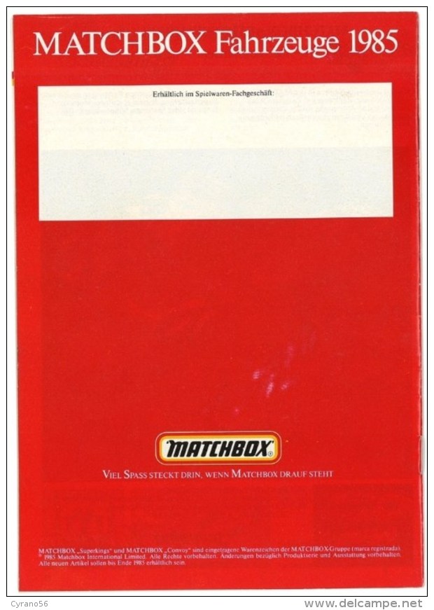 MATCHBOX Katalog 1985 - Catalogues & Prospectus