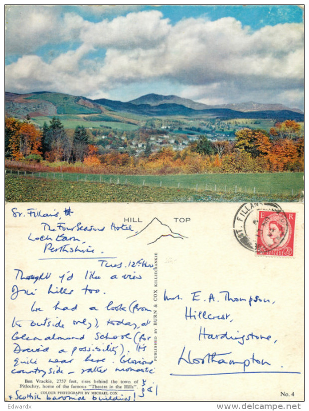 Ben Vrackie, Pitlochry, Perthshire, Scotland Postcard Posted 1963 Stamp - Perthshire